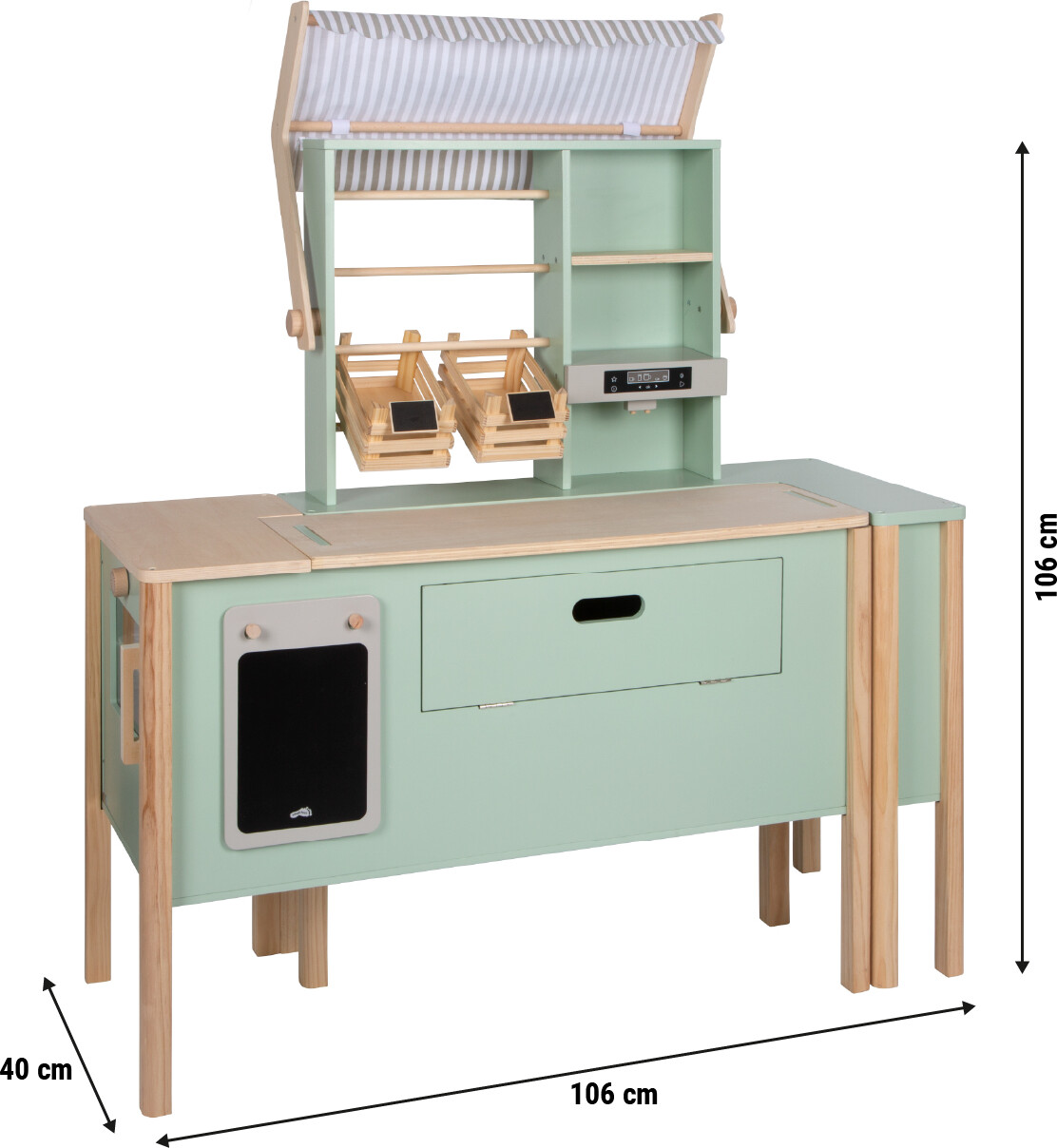 Small Foot - 2-I-1 Legebutik Og Legekøkken Til Børn - Træ - Grøn