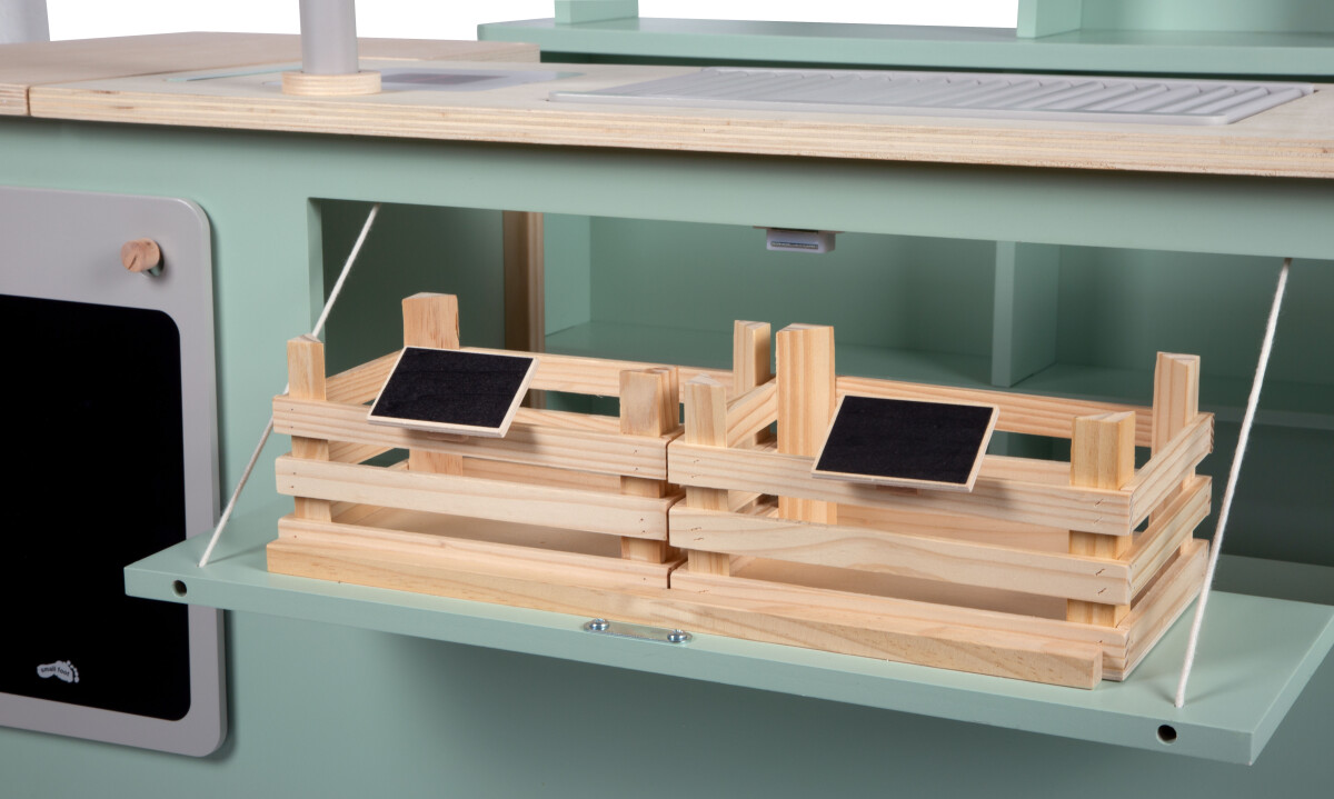 Small Foot - 2-I-1 Legebutik Og Legekøkken Til Børn - Træ - Grøn