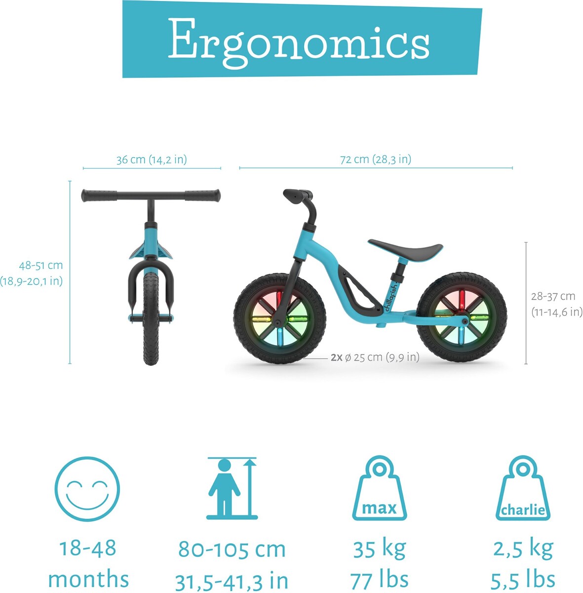 Chillafish - Glow 10 Balance Bike With Light Up Wheels - Sky Cpch02Sky