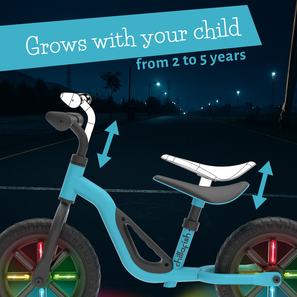 Chillafish - Glow 10 Balance Bike With Light Up Wheels - Sky Cpch02Sky