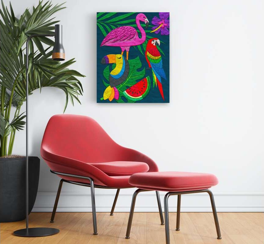 Clay Painting På Lærred - 30X40 Cm - Tropisk - Splat