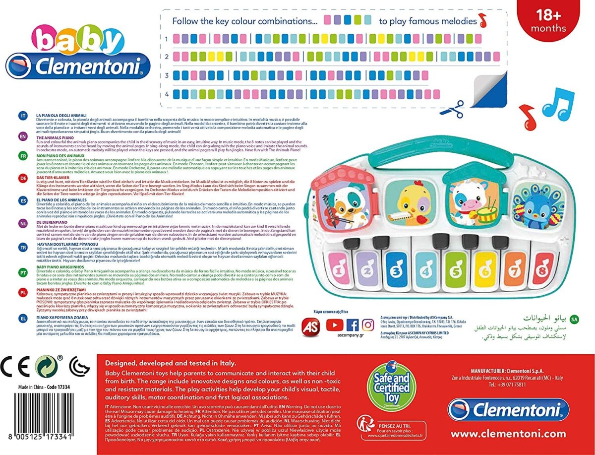 Legetøjsklaver Med Dyrelyde - Clementoni Baby