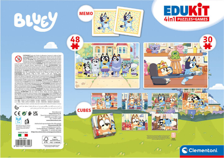 Bluey Puslespil Og Vendespil - Edukit 4-I-1 - Clementoni