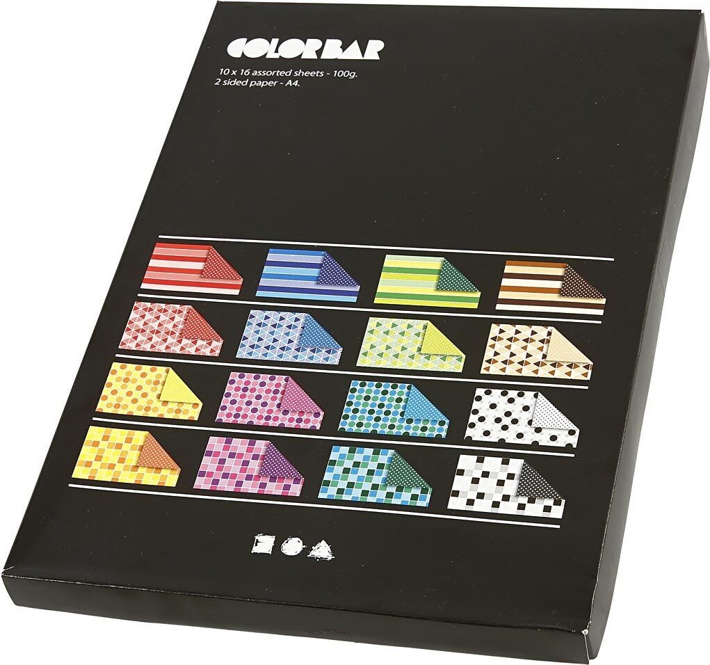 Color Bar - Mønstret Papir - A4 - 10 Mønstre - 160 Ark