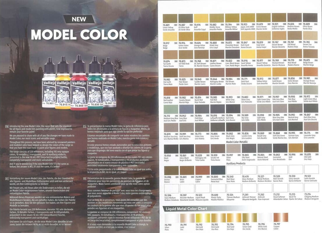Vallejo - Color Charts - Model Color Liquid Metal 2024 - Cc329