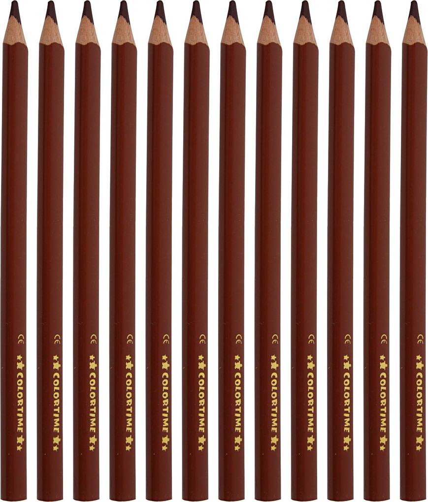Trekantet Farveblyanter - Mine 5 Mm - Jumbo - Brun - 12 Stk