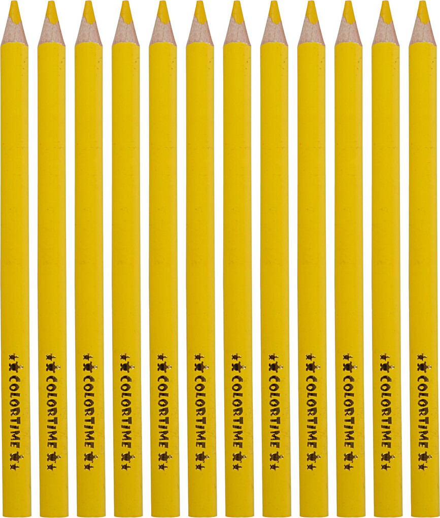 Trekantet Farveblyanter - Mine 5 Mm - Jumbo - Gul - 12 Stk