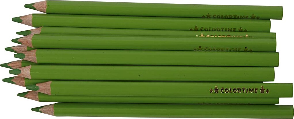 Trekantet Farveblyanter - Mine 5 Mm - Jumbo - Lys Grøn - 12 Stk