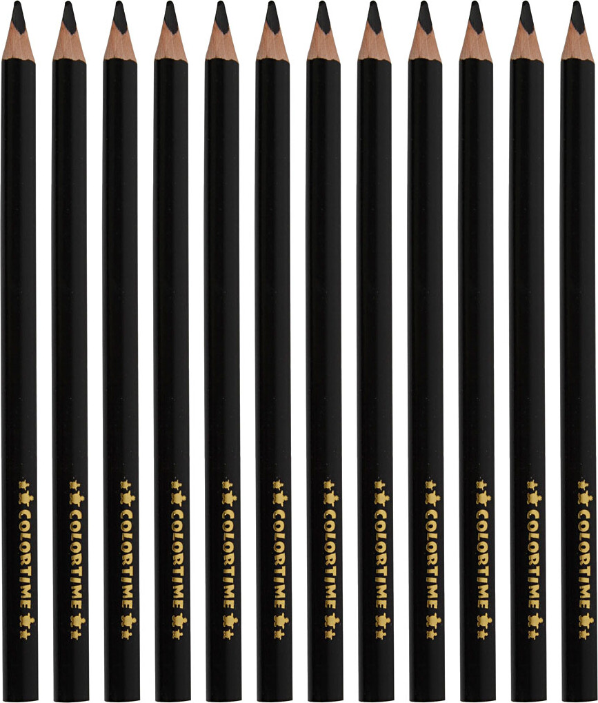 Trekantet Farveblyanter - Mine 5 Mm - Jumbo - Sort - 12 Stk