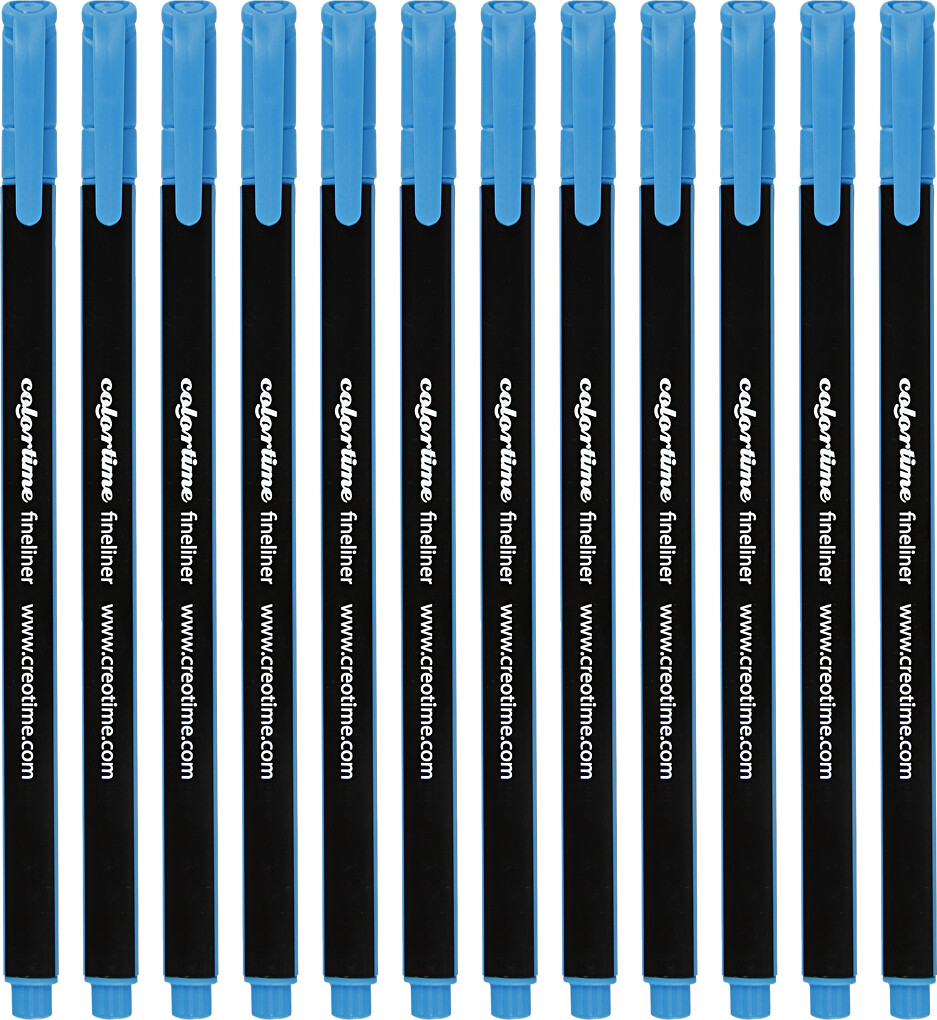 Fineliner Tusch - Tykkelse 0 6-0 7 Mm - Lyseblå - 12 Stk