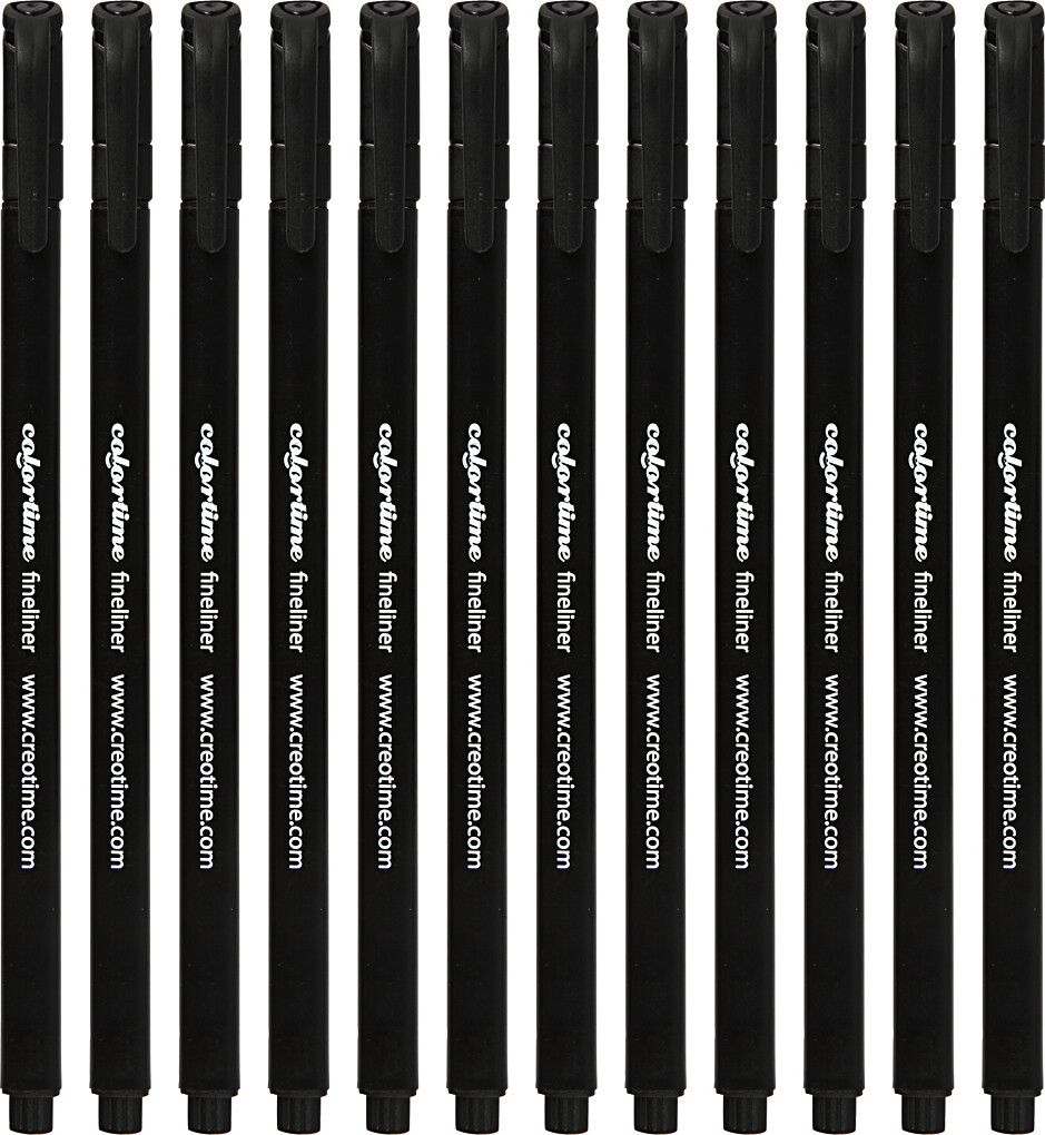 Fineliner Tusser - Tykkelse 0 6-0 7 Mm - Sort - 12 Stk