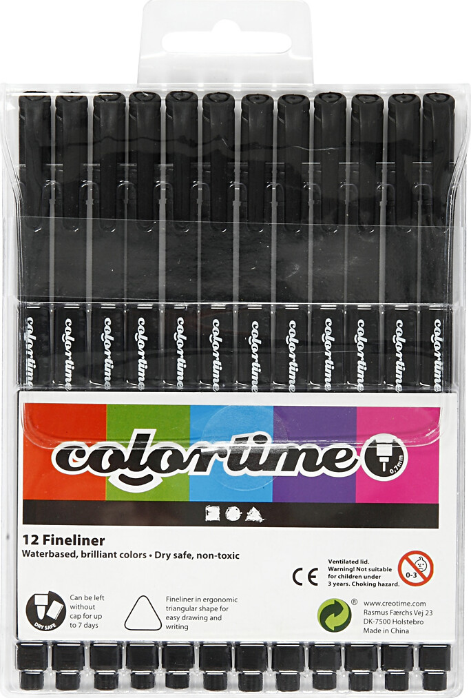 Fineliner Tusser - Tykkelse 0 6-0 7 Mm - Sort - 12 Stk