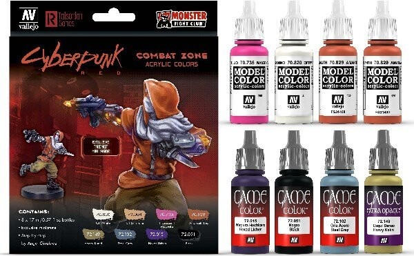 Vallejo - Figur Maling Sæt - Cyberpunk Red Combat - 8X17 Ml