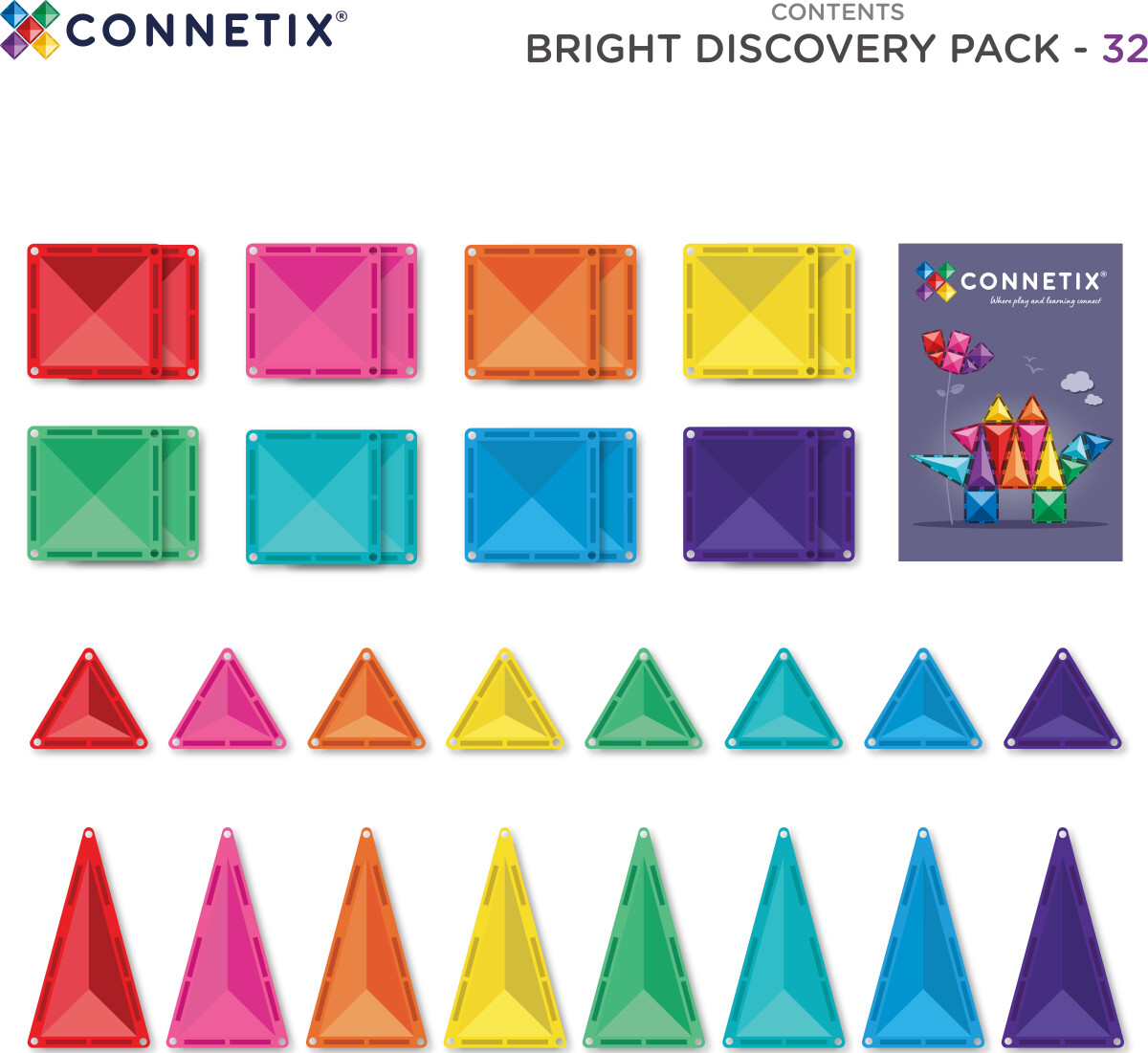 Connetix - Bright Discovery Pack 32 Pc Ct-B-00032-Dp