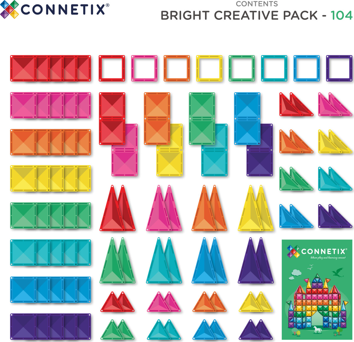 Connetix - Bright Mega Pack 202 Pc Ct-B-00202-Me