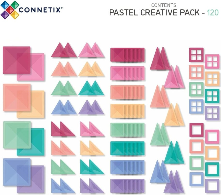 Connetix - Creative Pack - Magnetsæt 120 Dele - Pastel Ct-P-00120-Cr