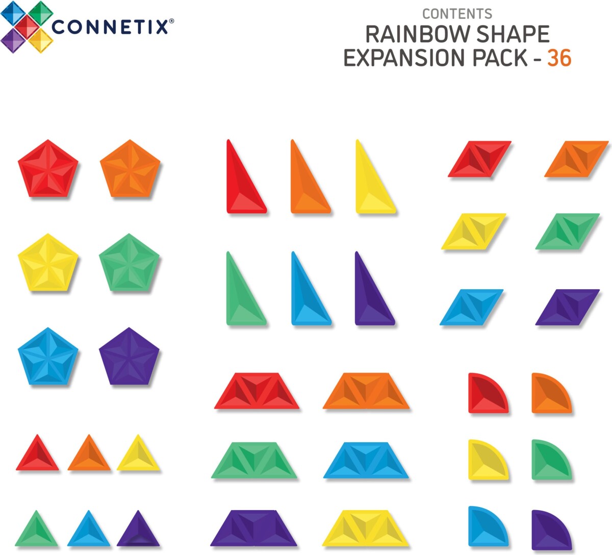 Connetix - Expansion Pack - Magnetsæt 36 Dele - Rainbow Ct-R-00036-Se