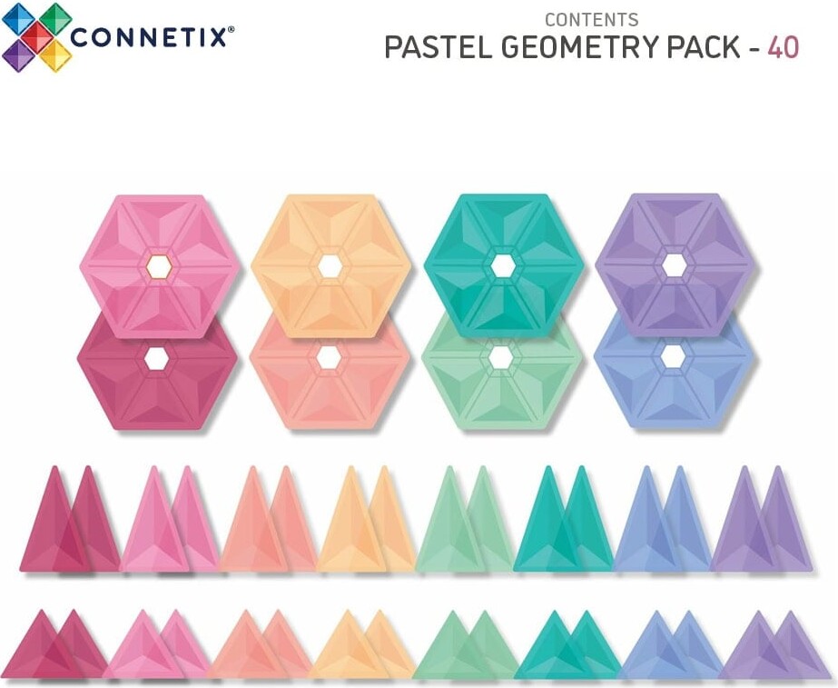 Connetix - Geometry Pack - Magnetsæt 40 Dele - Pastel Ct-P-00040-Ge
