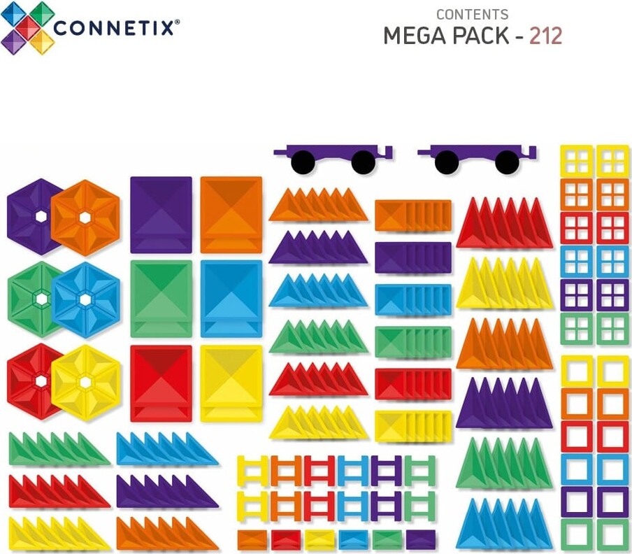 Connetix - Mega Pack Magnetsæt 212 Dele - Rainbow Ct-R-00212-Me