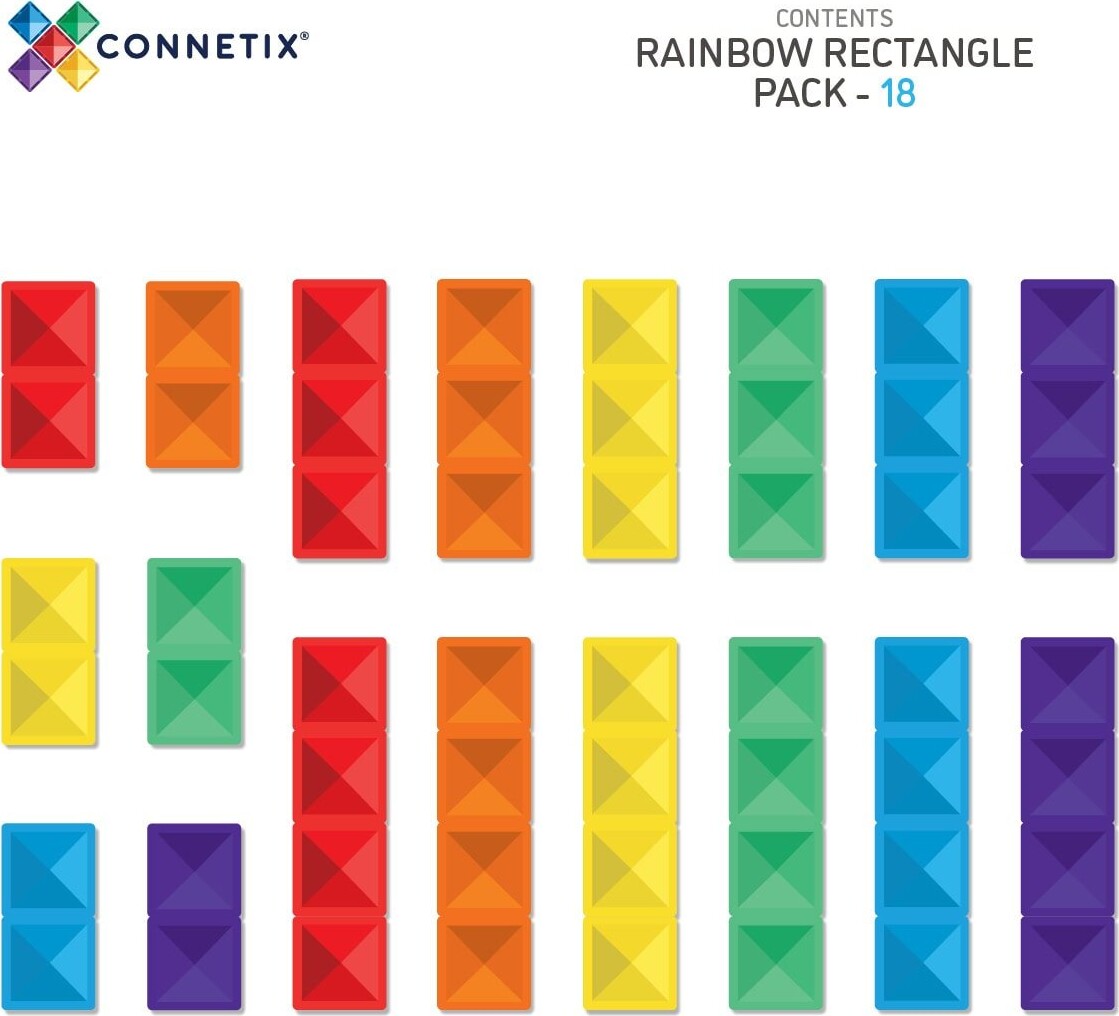 Connetix - Ractangle Pack - 18 Dele - Rainbow Ct-R-00018-Re