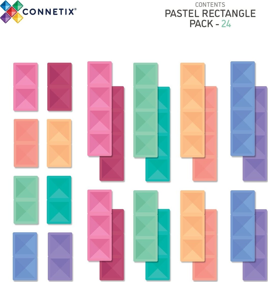 Connetix - Ractangle Pack - Magnetsæt 24 Dele - Pastel Ct-P-00024-Re