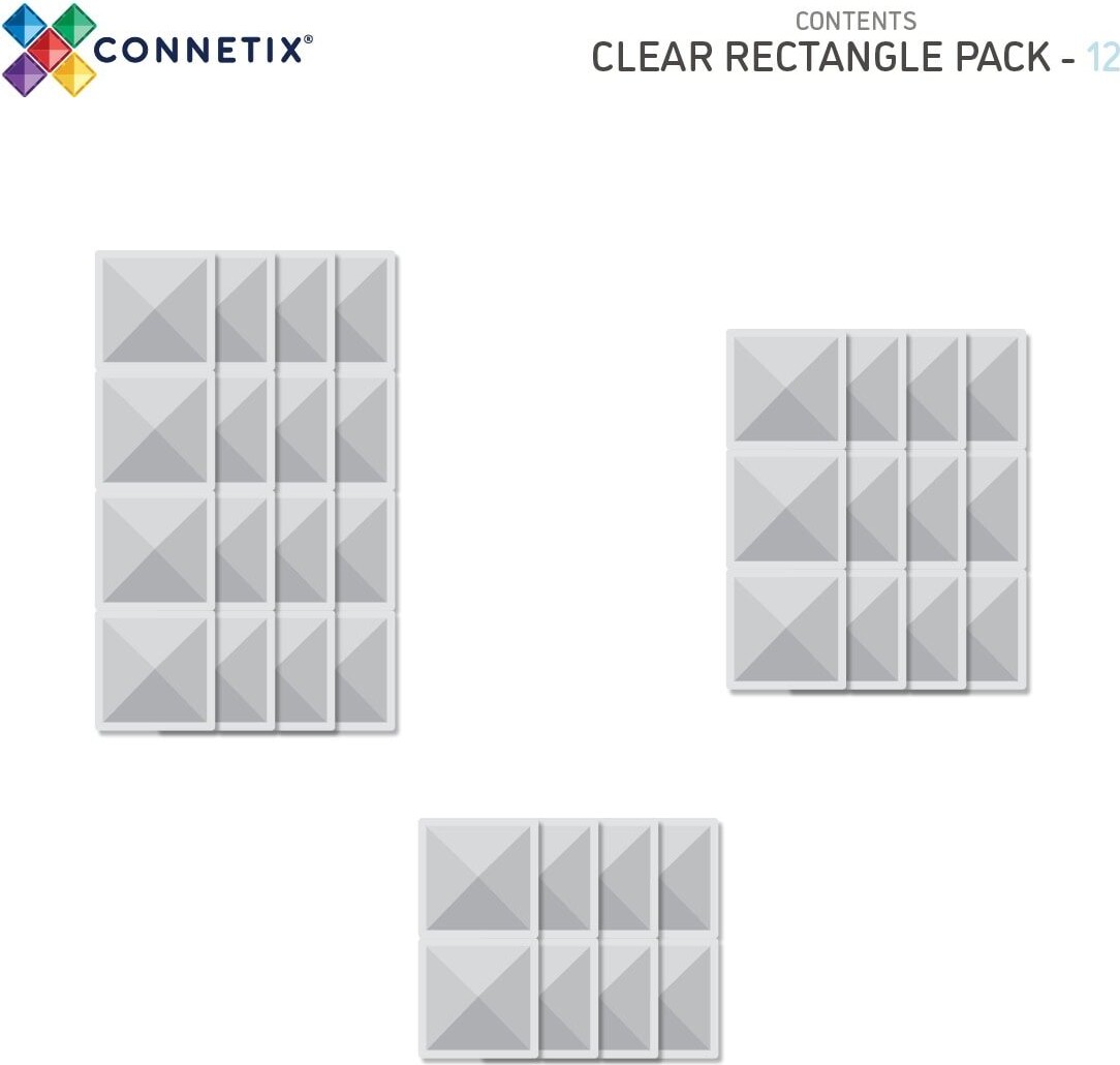 Connetix - Rectangle Pack - 12 Dele - Clear Ct-C-00012-Re