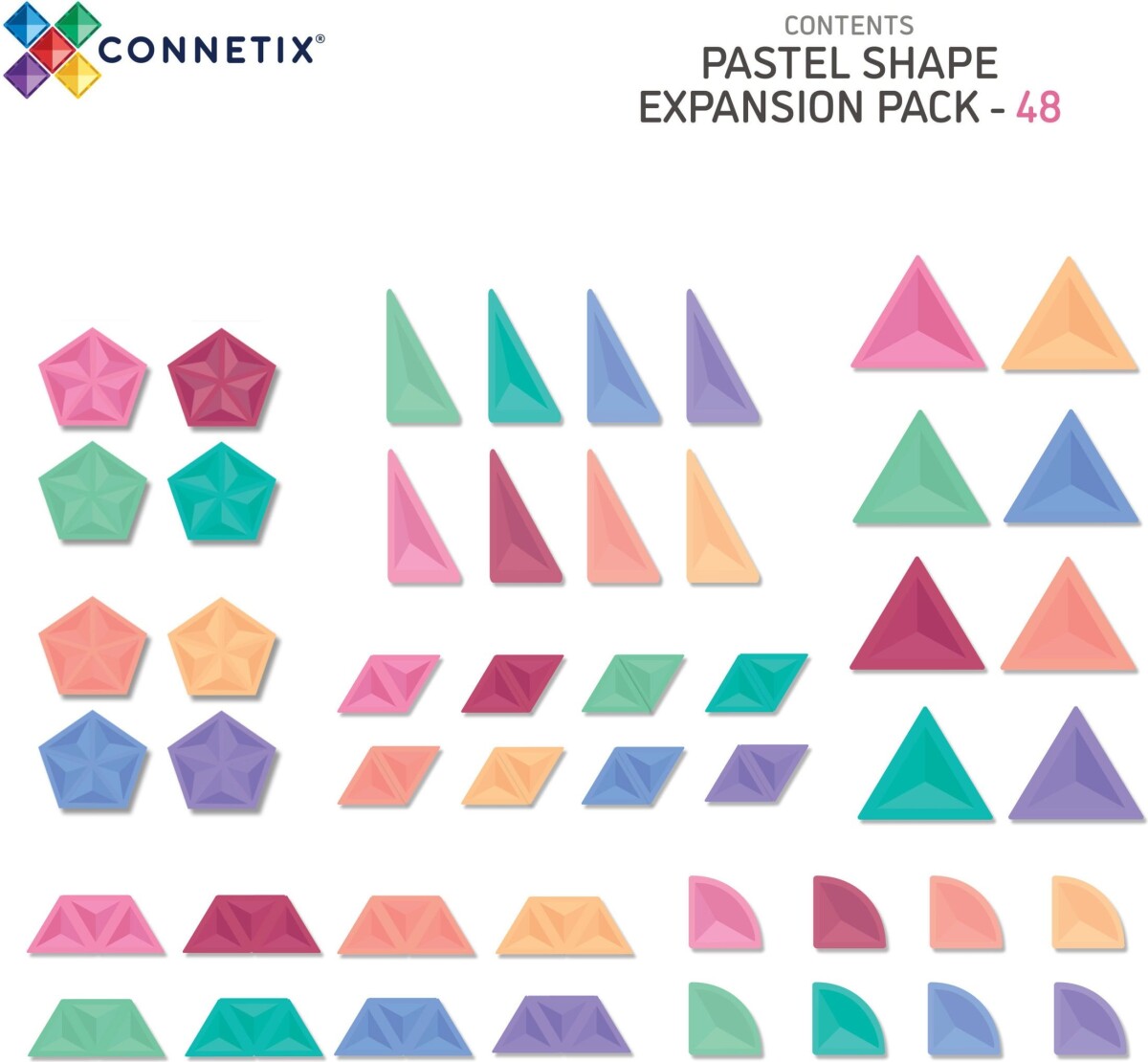 Connetix - Udvidelsessæt 48 Dele - Pastel Ct-P-00048-Se
