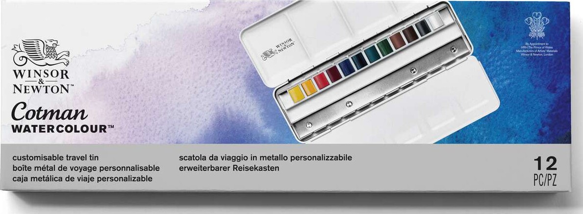 Winsor Newton - Akvarelfarve Pan Sæt Med 12 Farver - Travel Tin