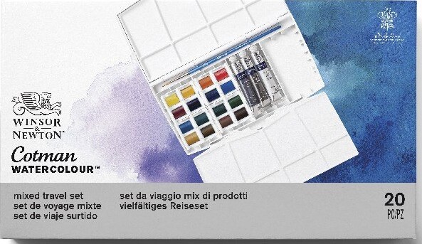 Winsor Newton - Akvarelfarve Sæt Med 20 Dele - Mixed Travel