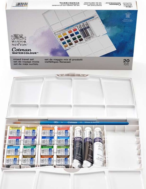 Winsor Newton - Akvarelfarve Sæt Med 20 Dele - Mixed Travel