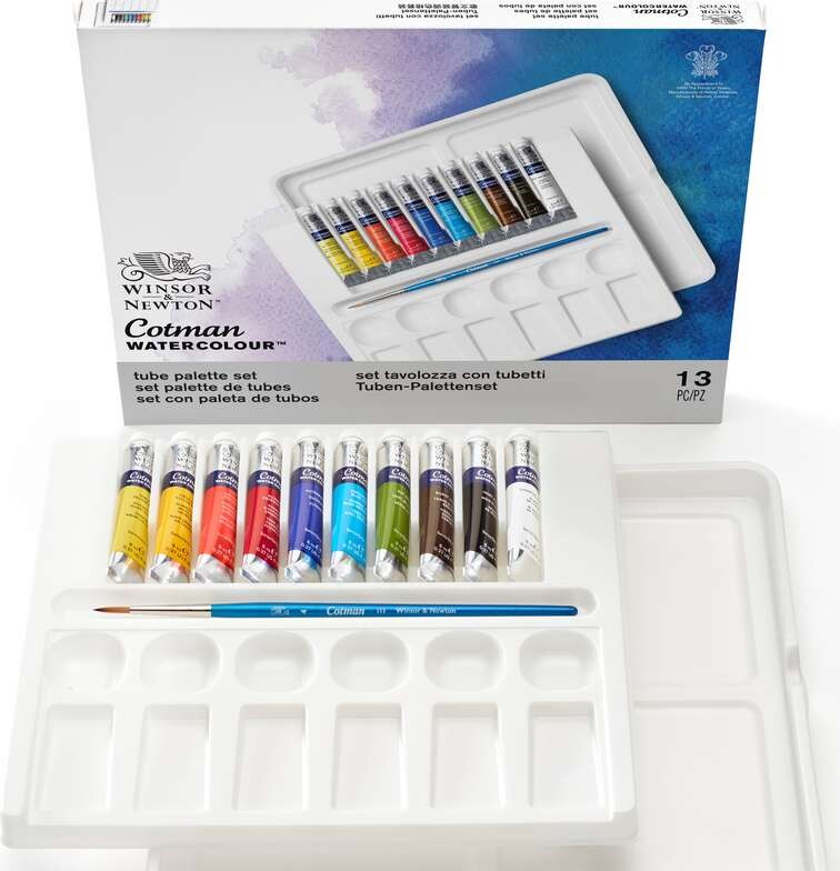 Winsor Newton - Akvarelfarve Sæt - Tube Palette - 13 Dele