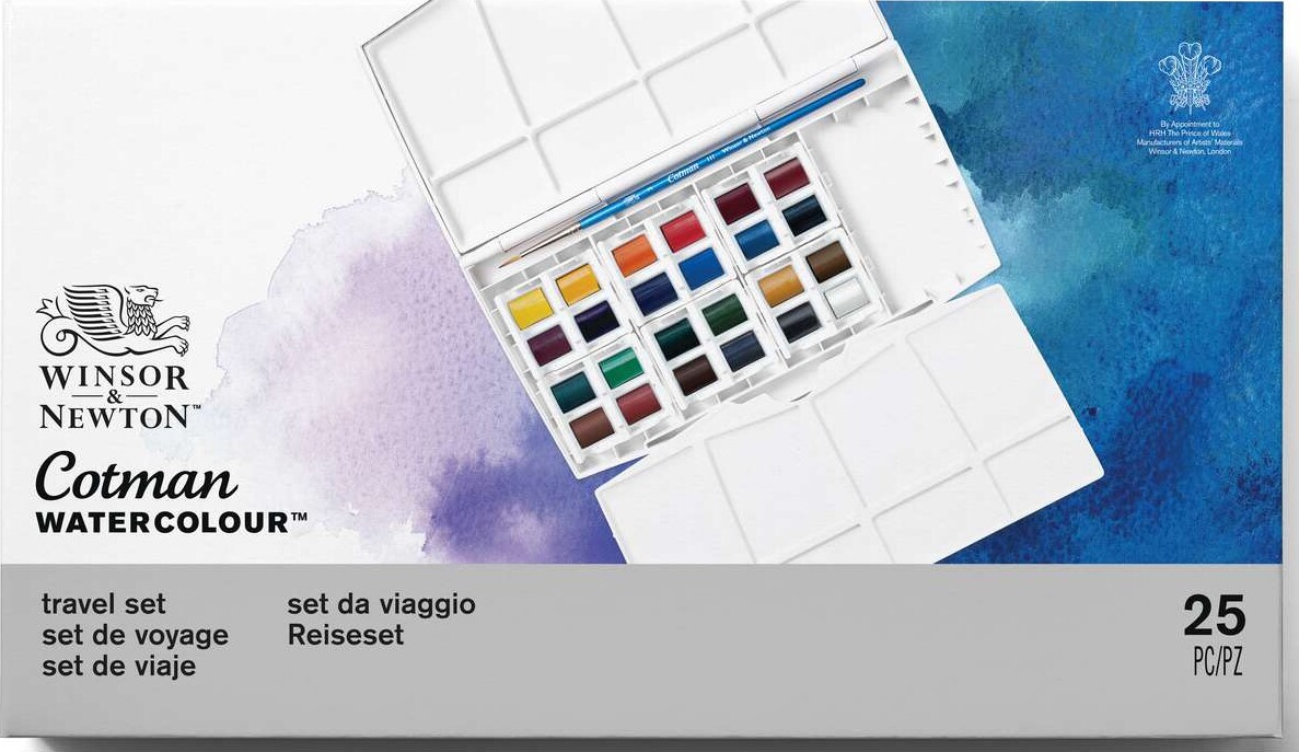 Winsor Newton - Akvarelfarve Sæt Med 25 Dele - Travel