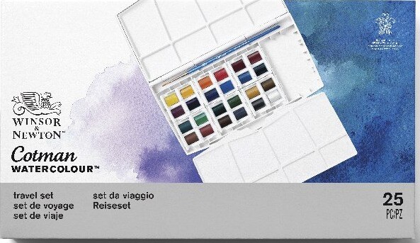 Winsor Newton - Akvarelfarve Sæt Med 25 Dele - Travel