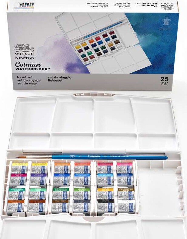 Winsor Newton - Akvarelfarve Sæt Med 25 Dele - Travel