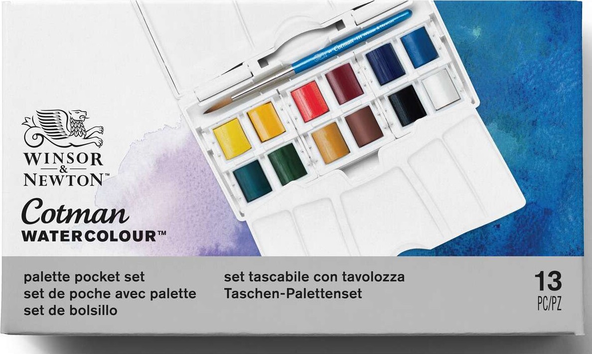 Winsor Newton - Akvarelfarve Sæt Med 13 Dele - Palette Pocket