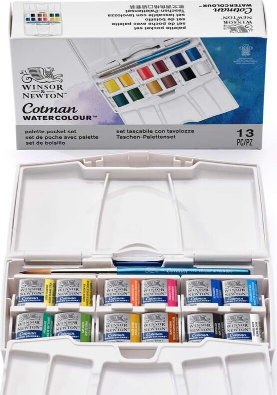 Winsor Newton - Akvarelfarve Sæt Med 13 Dele - Palette Pocket