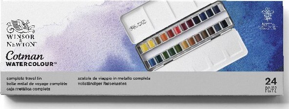 Winsor Newton - Akvarelfarve Sæt Med 24 Farver - Complete Travel Tin