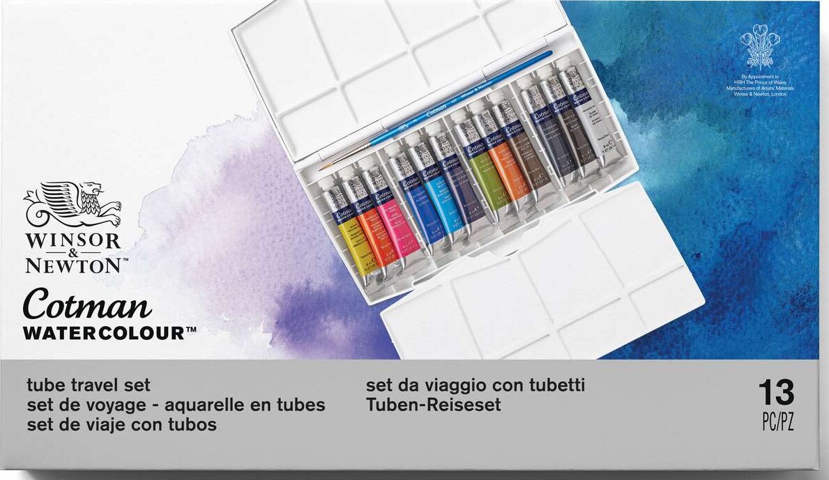 Winsor Newton - Akvarelfarve Sæt Med 13 Dele - Tube Travel