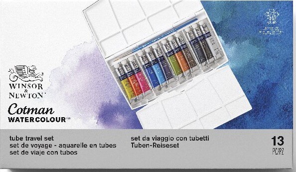 Winsor Newton - Akvarelfarve Sæt Med 13 Dele - Tube Travel