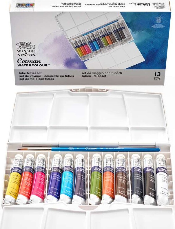 Winsor Newton - Akvarelfarve Sæt Med 13 Dele - Tube Travel