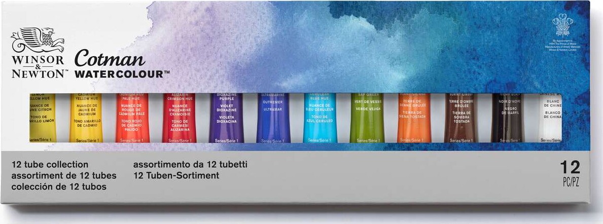 Winsor Newton - Akvarelfarve Sæt - Tube Collection - 12 Farver