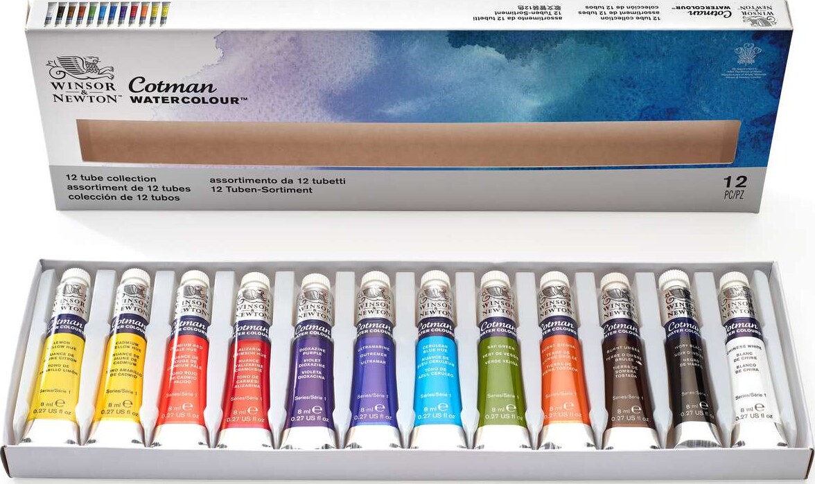 Winsor Newton - Akvarelfarve Sæt - Tube Collection - 12 Farver