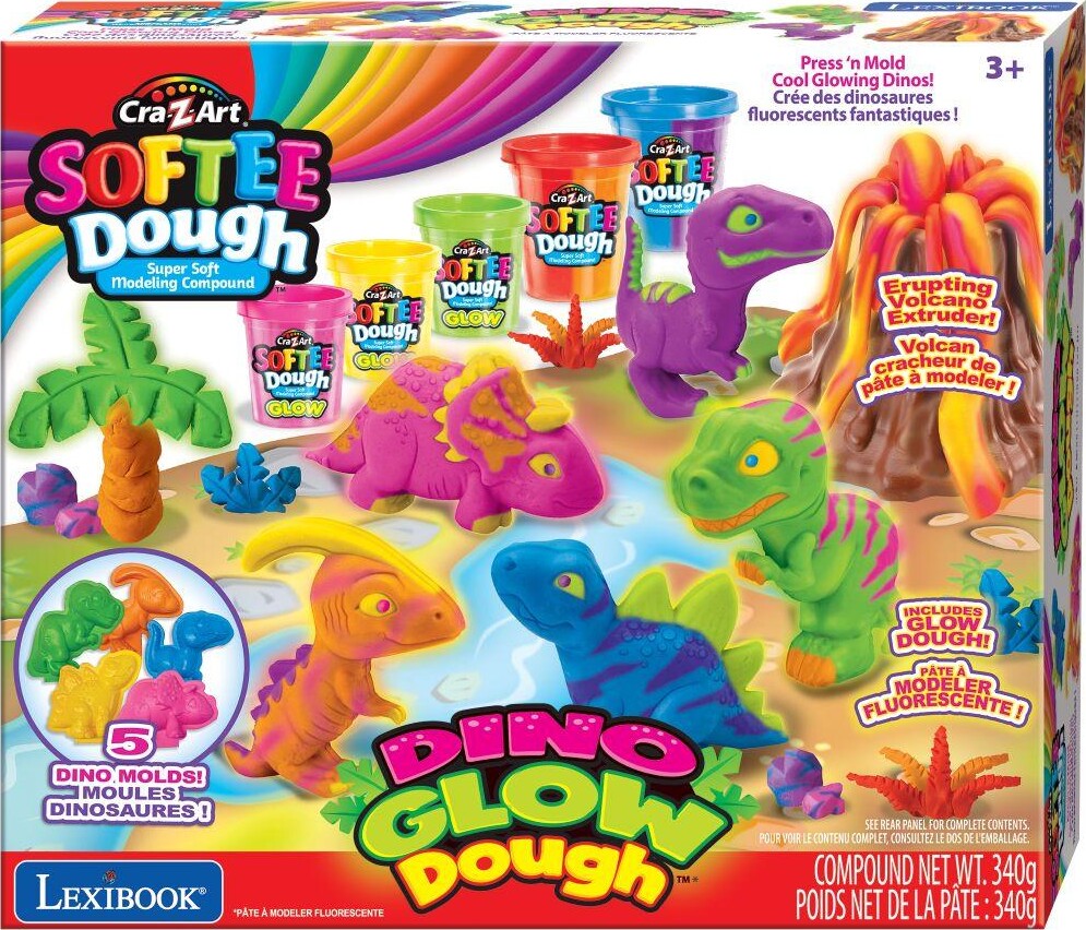 Cra-Z-Art - Softee Dough - Dino Glow Dough Sæt - Lexibook