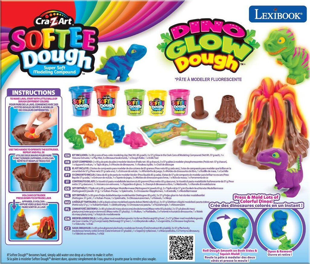 Cra-Z-Art - Softee Dough - Dino Glow Dough Sæt - Lexibook