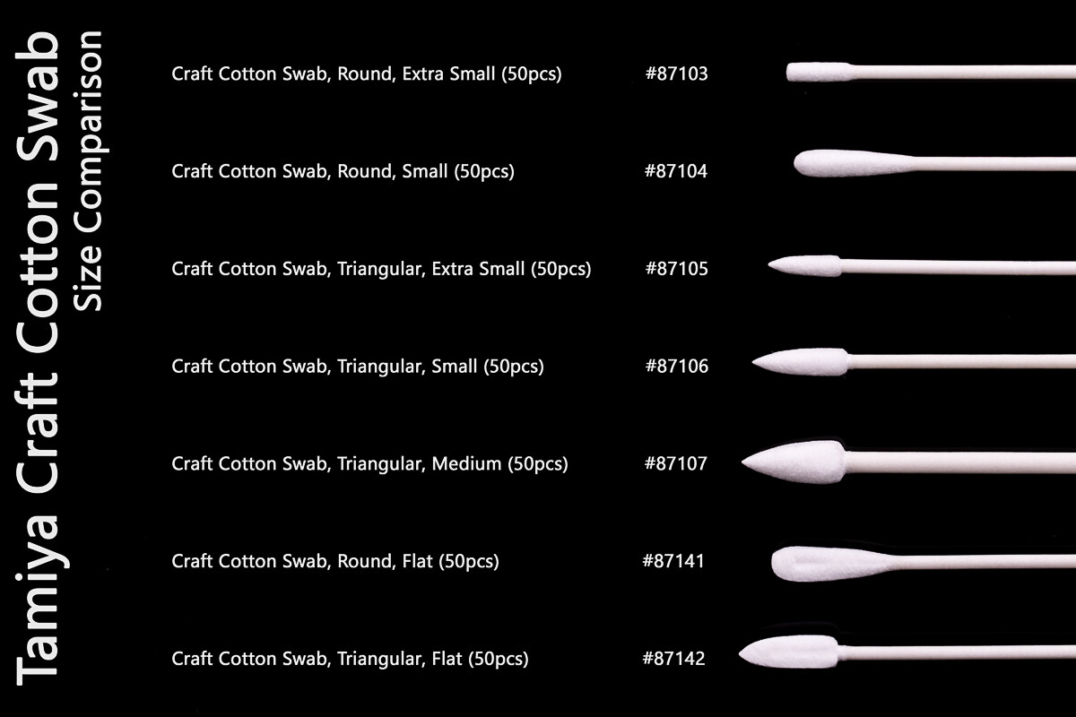 Tamiya - Craft Cotton Swab - Triangular - Flat - 50 Stk - 87142