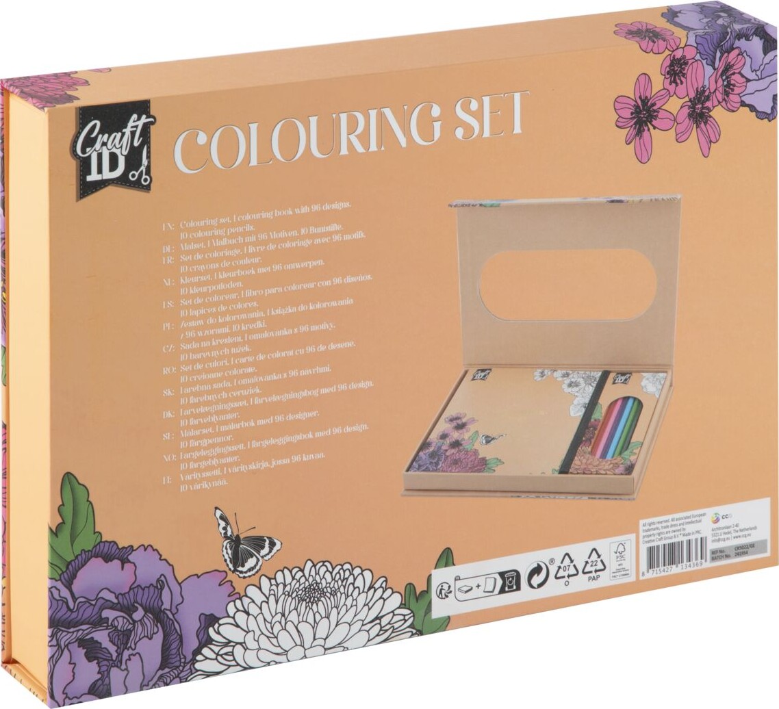 Tegnesæt Med Malebog Til Børn - Floral Garden - 11 Dele - Craft Id