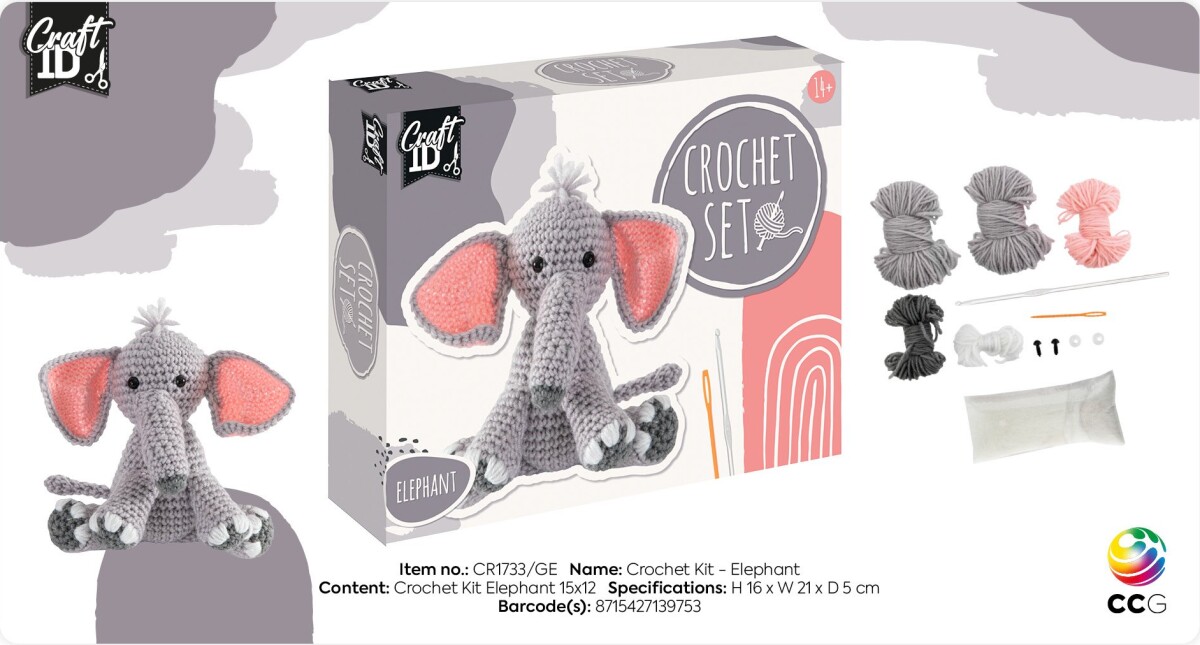 Hæklekit - Diy - Elefant - Craft Id