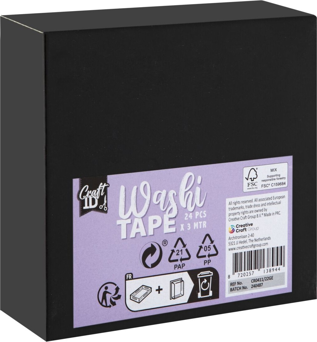 Washi Tape Sæt Med Mønstre - Overraskelse - 24 Stk - Craft Id