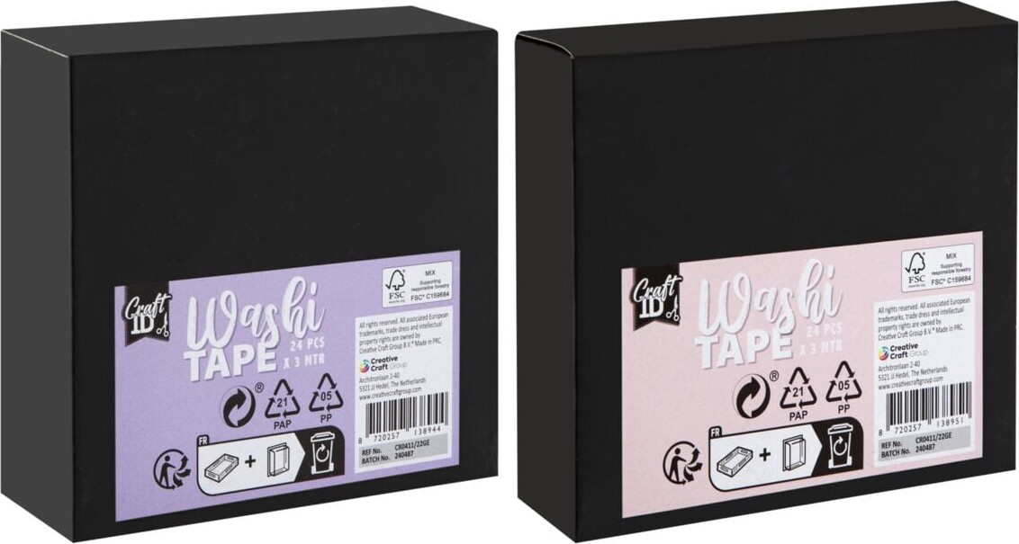 Washi Tape Sæt Med Mønstre - Overraskelse - 24 Stk - Craft Id