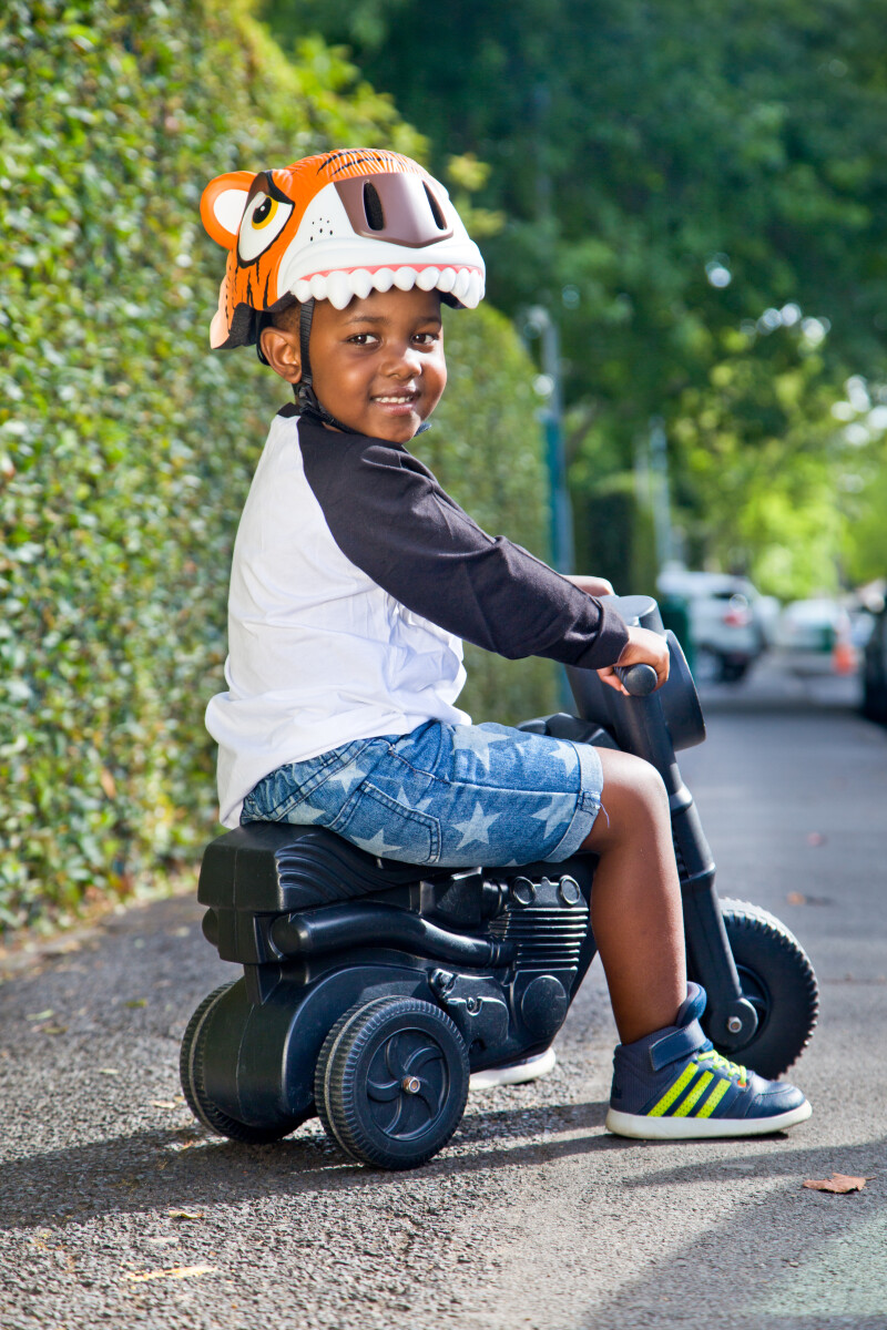 Crazy Safety - Cykelhjelm Til Børn - 2-7 År - Orange - Tiger - 49-55 Cm